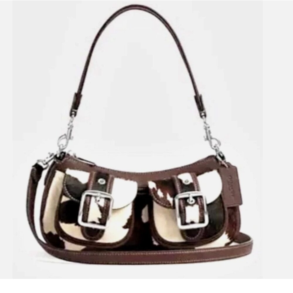 New Coach CCC83 Ashton Bag with Cow Print Haircalf and Leather Multi - Picture 1 of 6